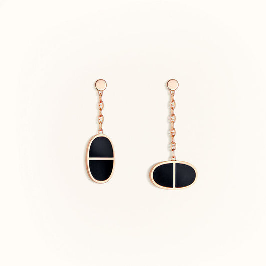 [⭐Reverie Jewels]CHAINE VERSO BLACK CERAMIC EARRINGS