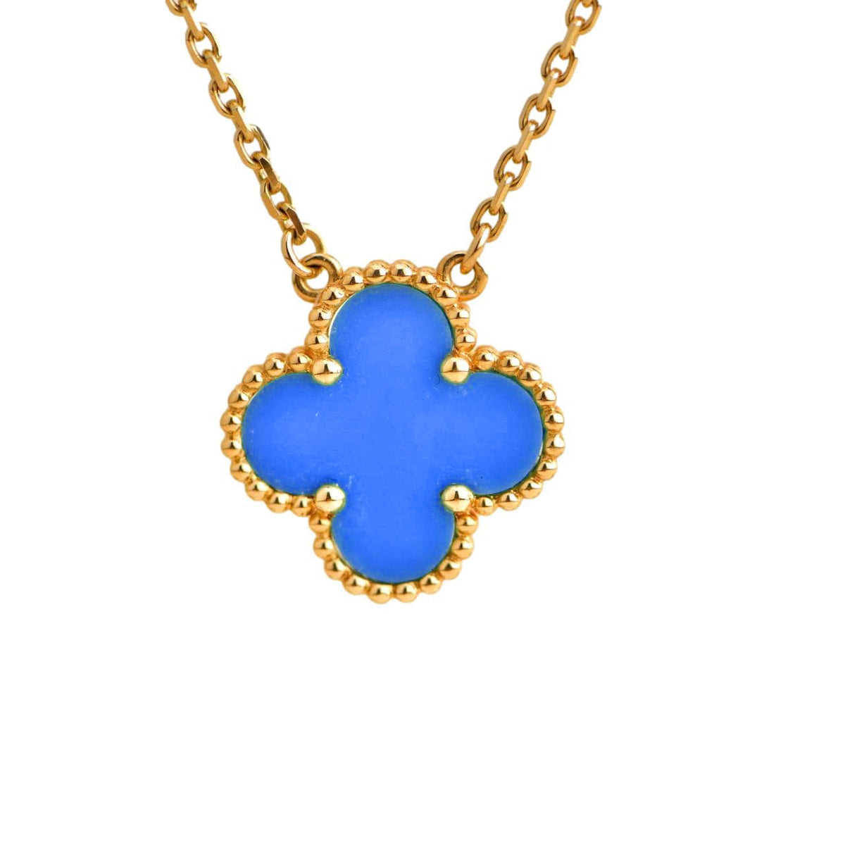 [⭐Reverie Jewels]CLOVER 15MM BLUE AGATE NECKLACE