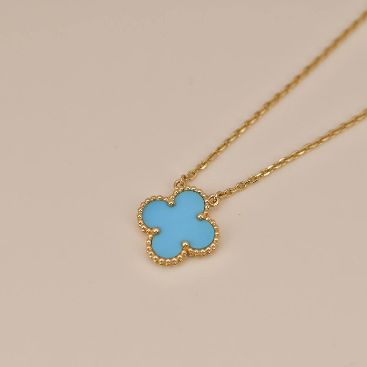 [⭐Reverie Jewels]CLOVER 15MM VINTAGE TURQUOISE NECKLACE