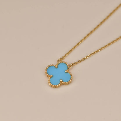 [⭐Reverie Jewels]CLOVER 15MM VINTAGE TURQUOISE NECKLACE