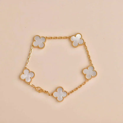 [⭐Reverie Jewels]CLOVER WHITE PEARL MOP 5 MOTIF BRACELET COLLECTION