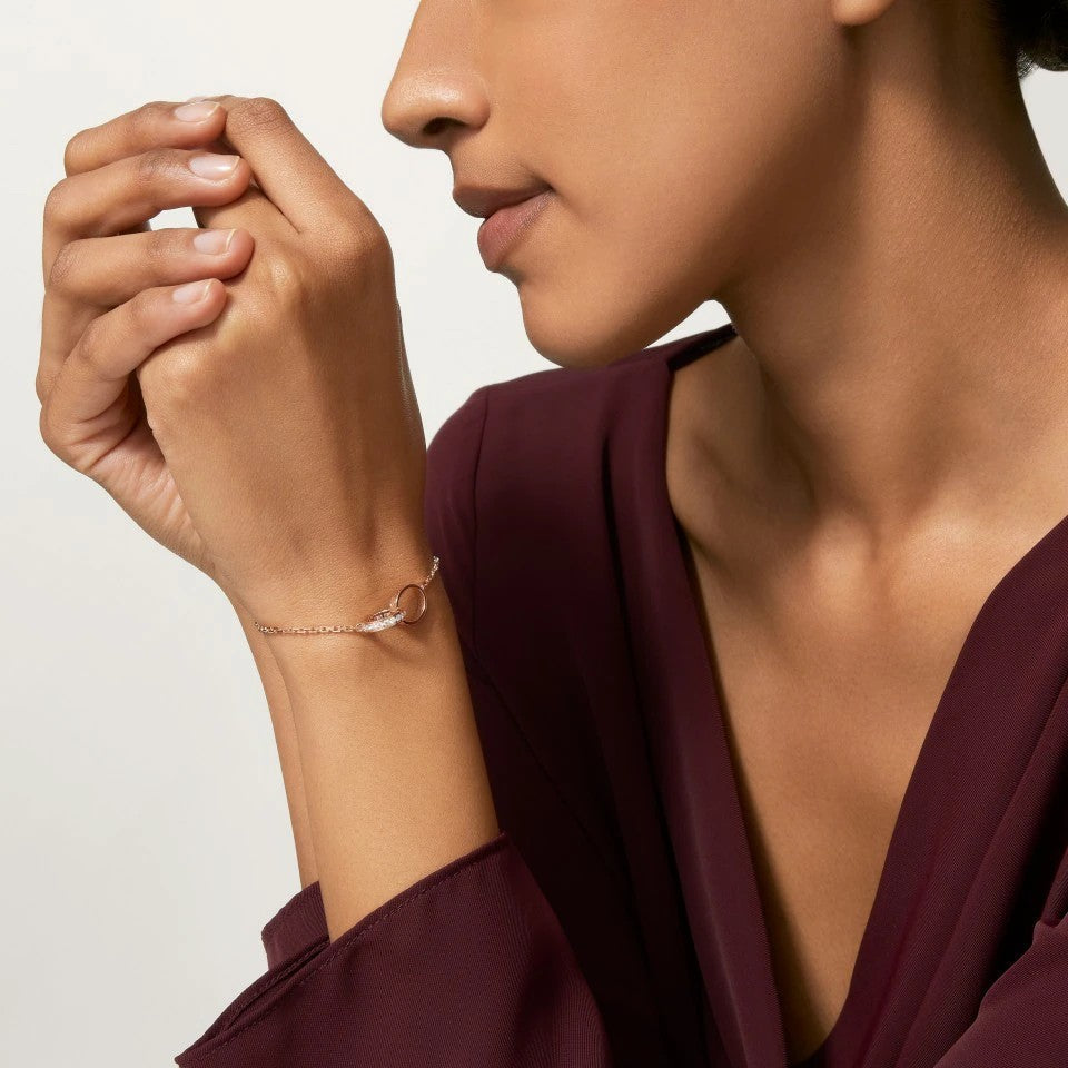[⭐Reverie Jewels]LOVE DOUBLE RING HALF DIAMOND BRACELET