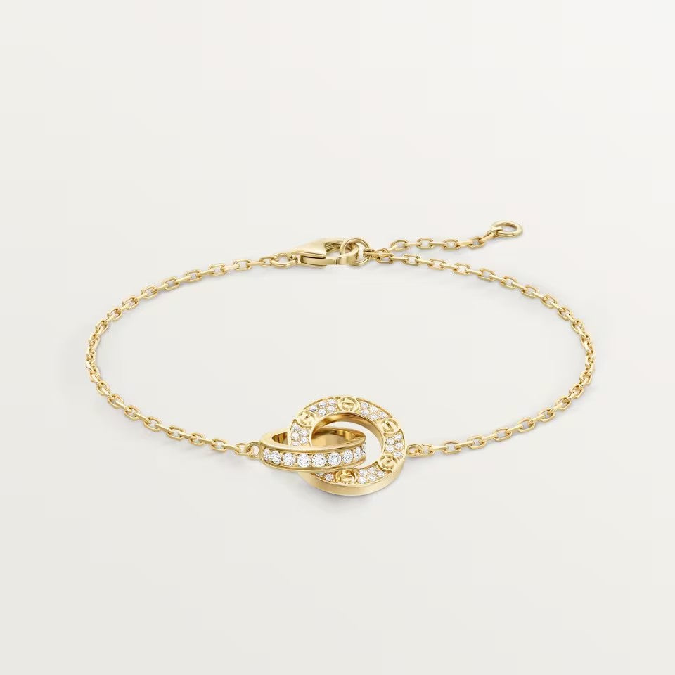 [⭐Reverie Jewels]LOVE DOUBLE RING FULL DIAMOND BRACELET