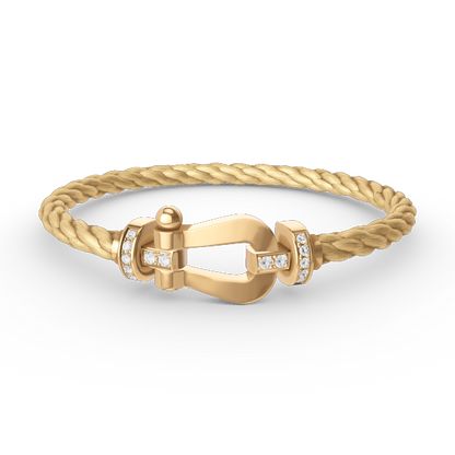 [⭐Reverie Jewels]FORCE LARGE HORSESHOE HALF DIAMOND BRACELET GOLD