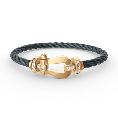 [⭐Reverie Jewels]FORCE LARGE HORSESHOE HALF DIAMOND BRACELET GOLD