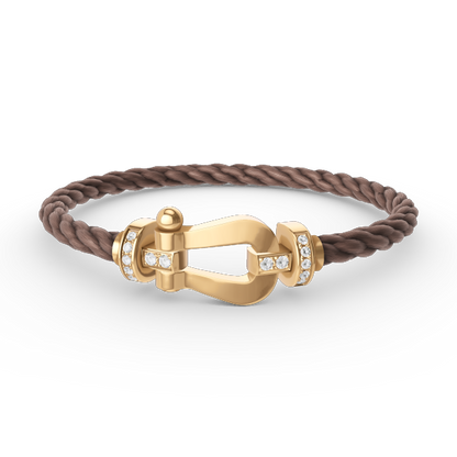[⭐Reverie Jewels]FORCE LARGE HORSESHOE HALF DIAMOND BRACELET GOLD
