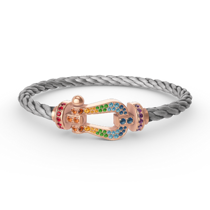 [⭐Reverie Jewels]FORCE LARGE HORSESHOE  COLORED DIAMOND BRACELET ROSE GOLD