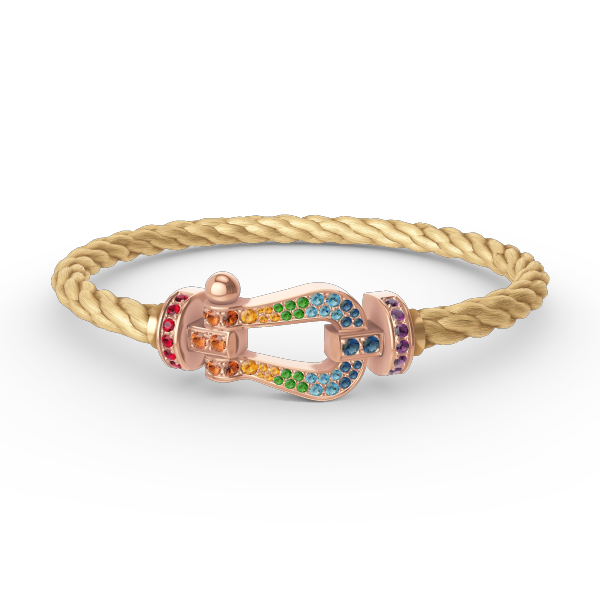 [⭐Reverie Jewels]FORCE LARGE HORSESHOE  COLORED DIAMOND BRACELET ROSE GOLD