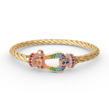 [⭐Reverie Jewels]FORCE LARGE HORSESHOE  COLORED DIAMOND BRACELET ROSE GOLD