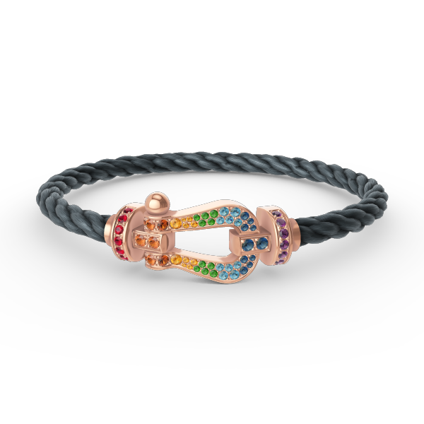 [⭐Reverie Jewels]FORCE LARGE HORSESHOE  COLORED DIAMOND BRACELET ROSE GOLD