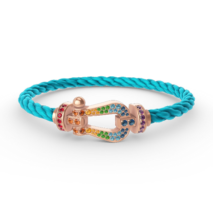 [⭐Reverie Jewels]FORCE LARGE HORSESHOE  COLORED DIAMOND BRACELET ROSE GOLD