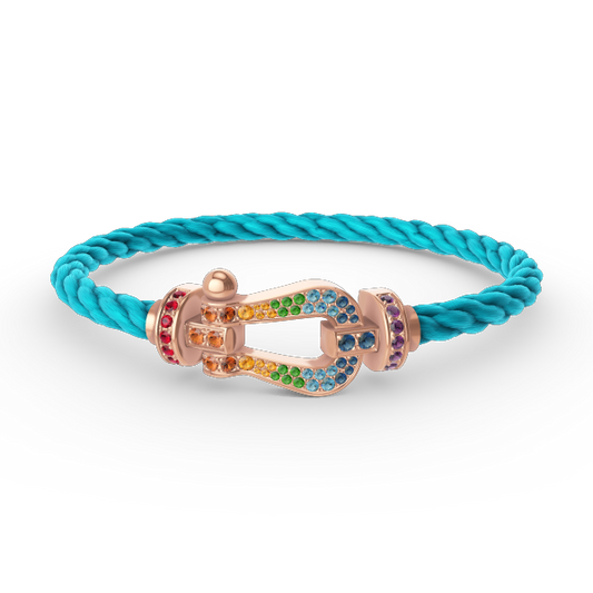 [⭐Reverie Jewels]FORCE LARGE HORSESHOE  COLORED DIAMOND BRACELET ROSE GOLD