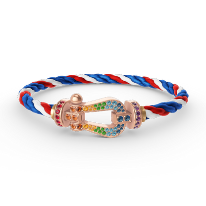 [⭐Reverie Jewels]FORCE LARGE HORSESHOE  COLORED DIAMOND BRACELET ROSE GOLD