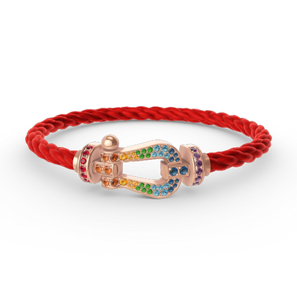 [⭐Reverie Jewels]FORCE LARGE HORSESHOE  COLORED DIAMOND BRACELET ROSE GOLD