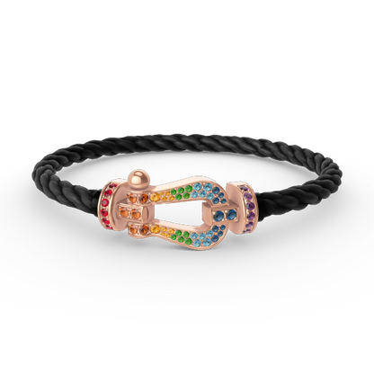 [⭐Reverie Jewels]FORCE LARGE HORSESHOE  COLORED DIAMOND BRACELET ROSE GOLD