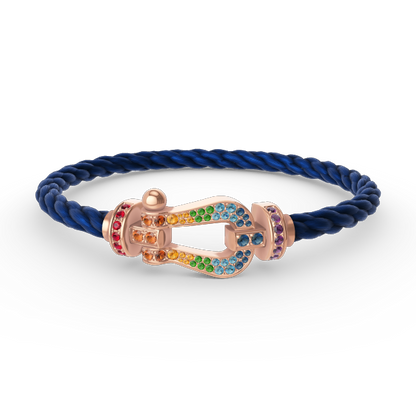 [⭐Reverie Jewels]FORCE LARGE HORSESHOE  COLORED DIAMOND BRACELET ROSE GOLD