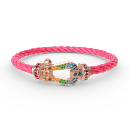 [⭐Reverie Jewels]FORCE LARGE HORSESHOE  COLORED DIAMOND BRACELET ROSE GOLD