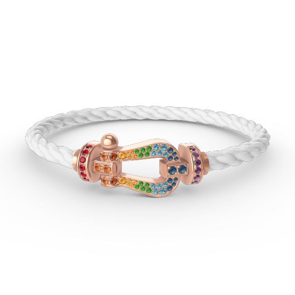 [⭐Reverie Jewels]FORCE LARGE HORSESHOE  COLORED DIAMOND BRACELET ROSE GOLD