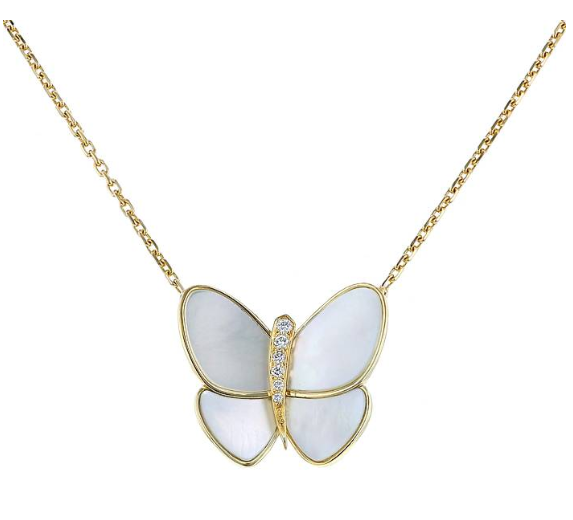 [⭐Reverie Jewels]BUTTERFLY GOLD MOP DIAMOND NECKLACE