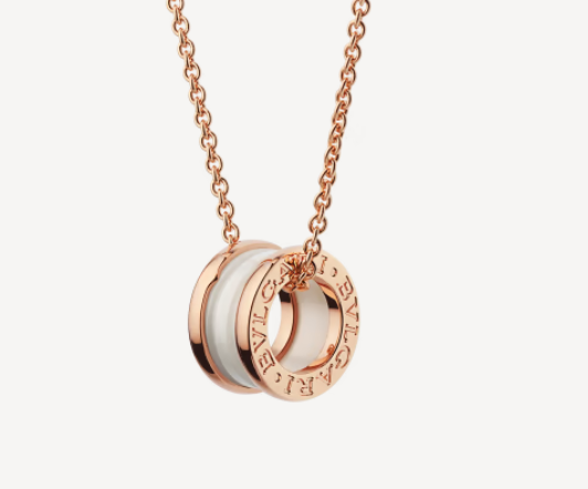 [⭐Reverie Jewels]ZERO 1 WHITE CERAMIC PINK GOLD NECKLACE