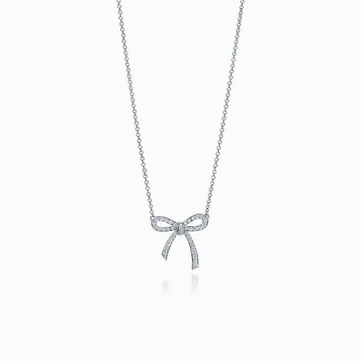 [Reverie Jewels]RIBBON NECKLACE BOW PENDANT DIAMOND CHARM CHAIN