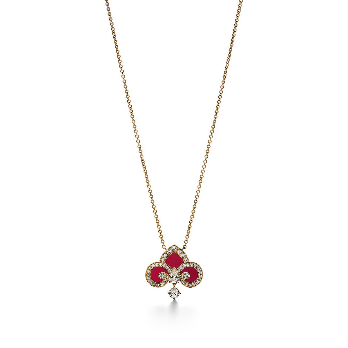 [Reverie Jewels]FLEUR DE LIS PINK GOLD DIAMOND NECKLACE