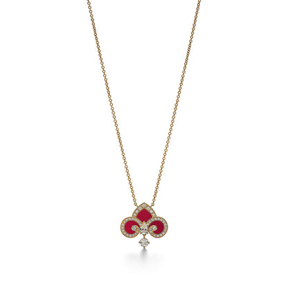 [Reverie Jewels]FLEUR DE LIS PINK GOLD DIAMOND NECKLACE