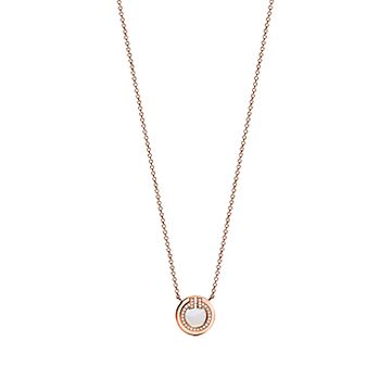 [Reverie Jewels]DIAMOND AND MOTHER PEARL CIRCLE NECKLACE PENDANT