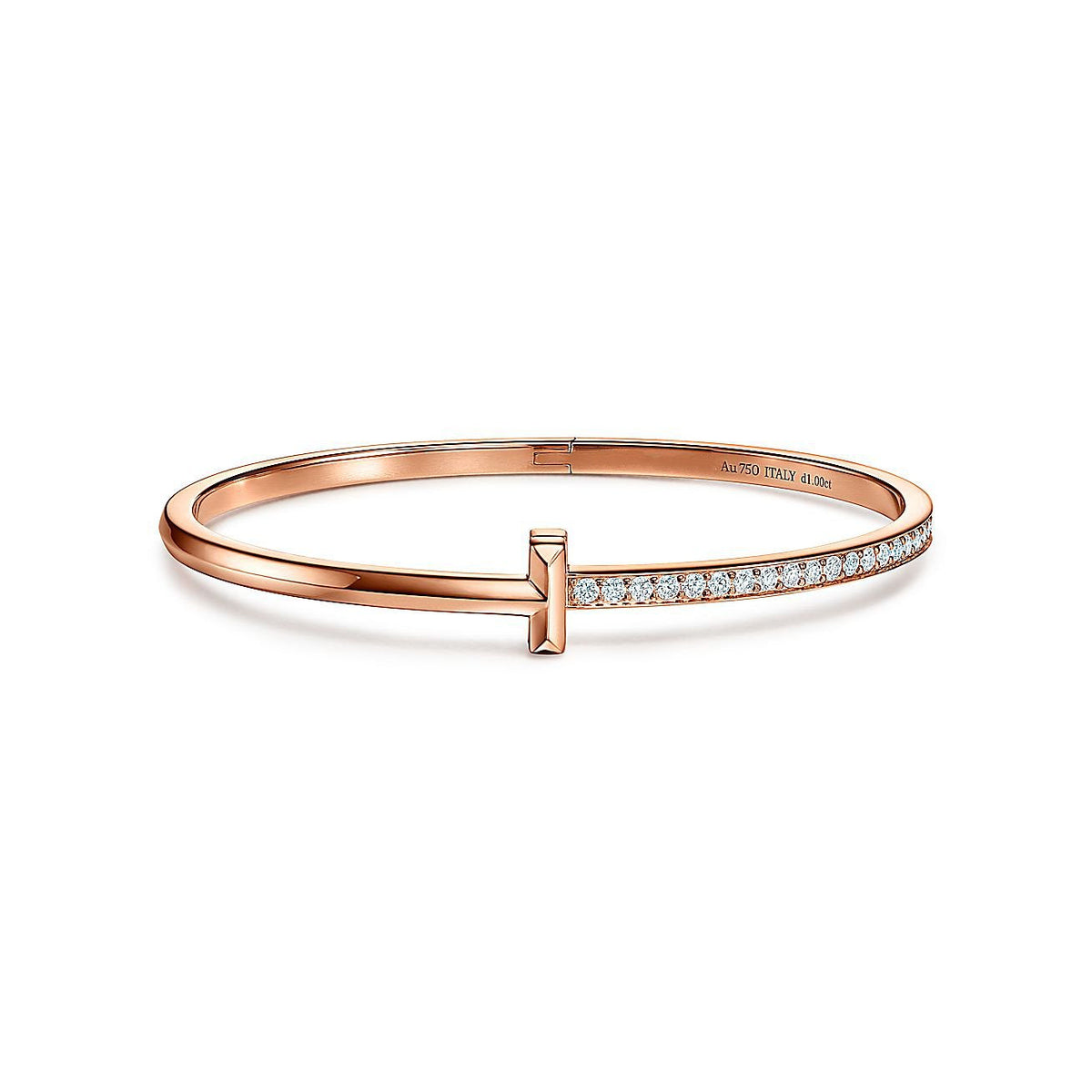 [Reverie Jewels]NARROW T1 HINGED BANGLE DIAMOND PINK GOLD