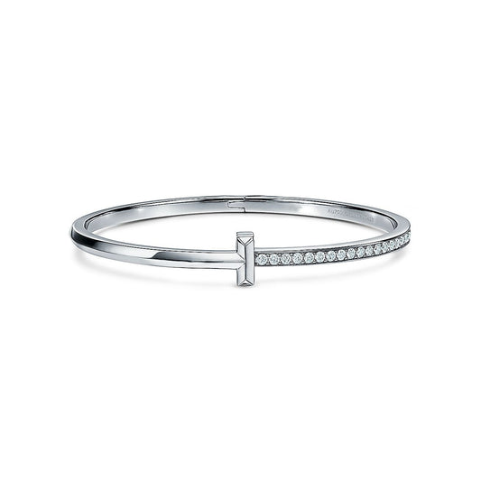 [Reverie Jewels]NARROW T1 HINGED BANGLE DIAMOND SILVER