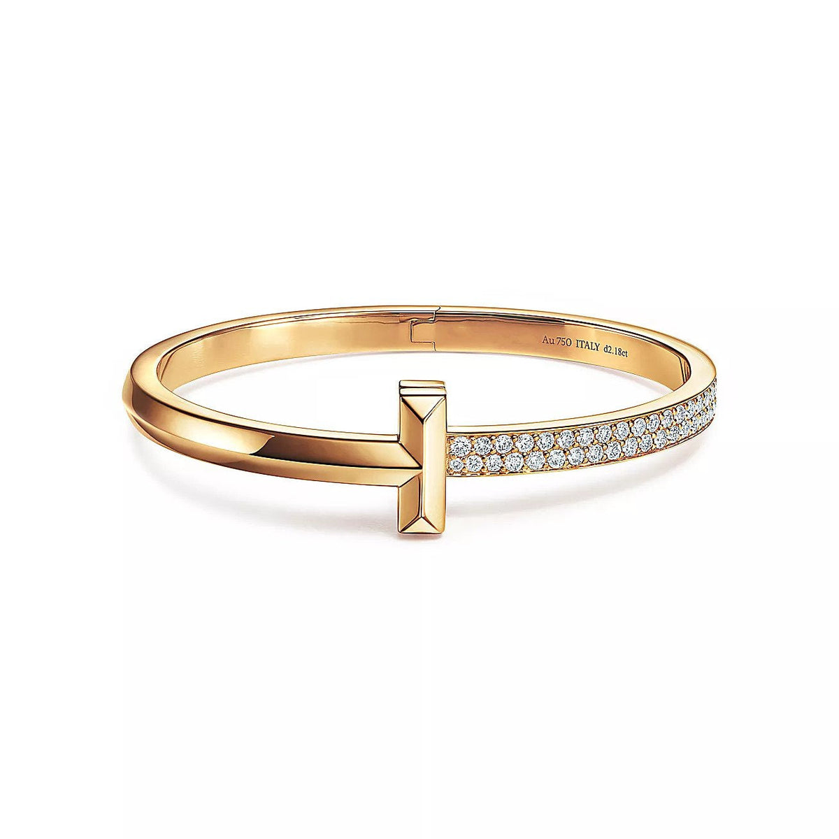 [Reverie Jewels]T1 WIDE DIAMOND HINGED BANGLE PINK GOLD
