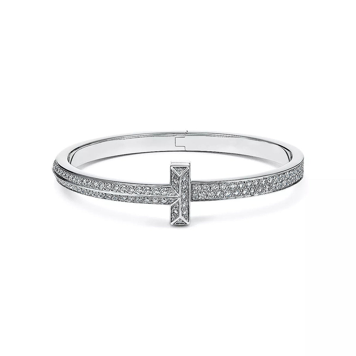 [Reverie Jewels]WIDE DIAMONDS HINGED BANGLE SILVER