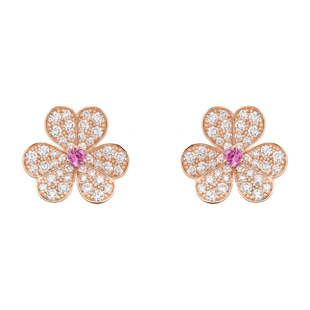 [⭐Reverie Jewels]FRIVOLE PINK GOLD FLOWER DIAMOND EARRINGS