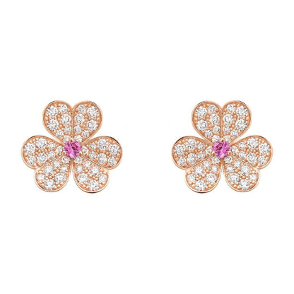 [⭐Reverie Jewels]FRIVOLE PINK GOLD FLOWER DIAMOND EARRINGS