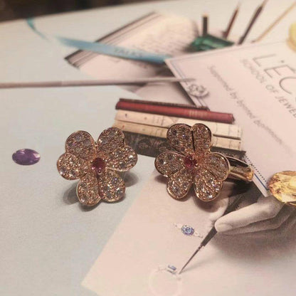 [⭐Reverie Jewels]FRIVOLE PINK GOLD FLOWER DIAMOND EARRINGS