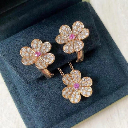 [⭐Reverie Jewels]FRIVOLE PINK GOLD FLOWER DIAMOND EARRINGS
