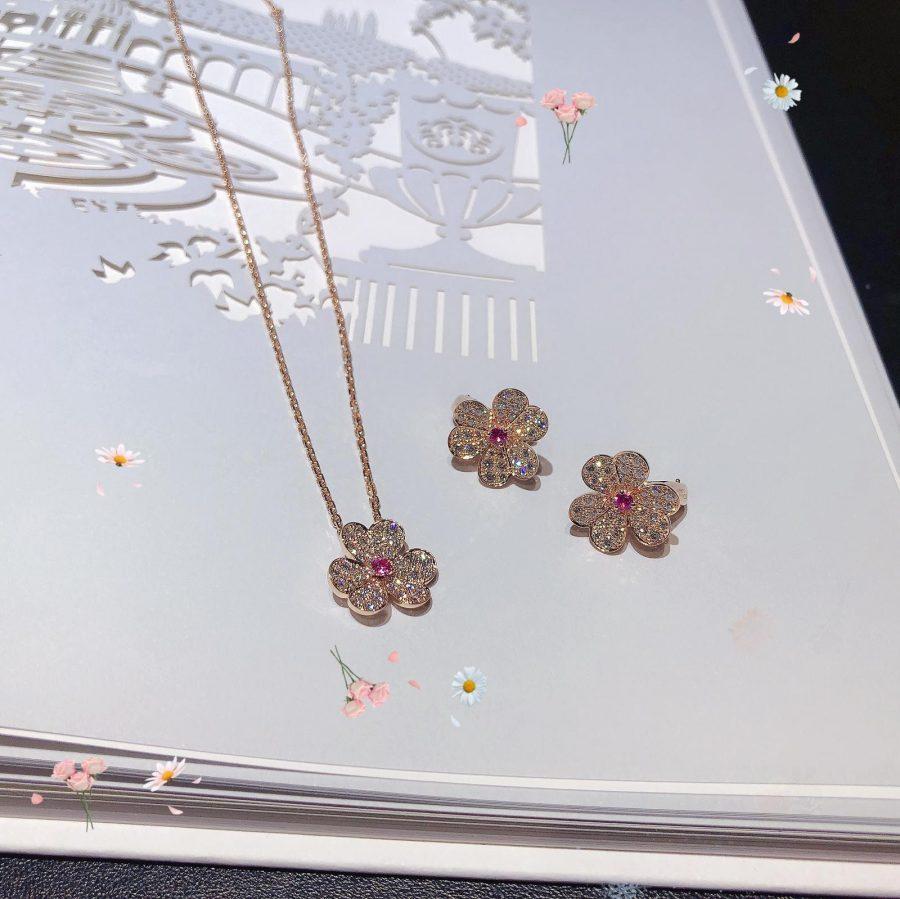 [⭐Reverie Jewels]FRIVOLE ROSE GOLD FLOWER DIAMOND NECKLACE