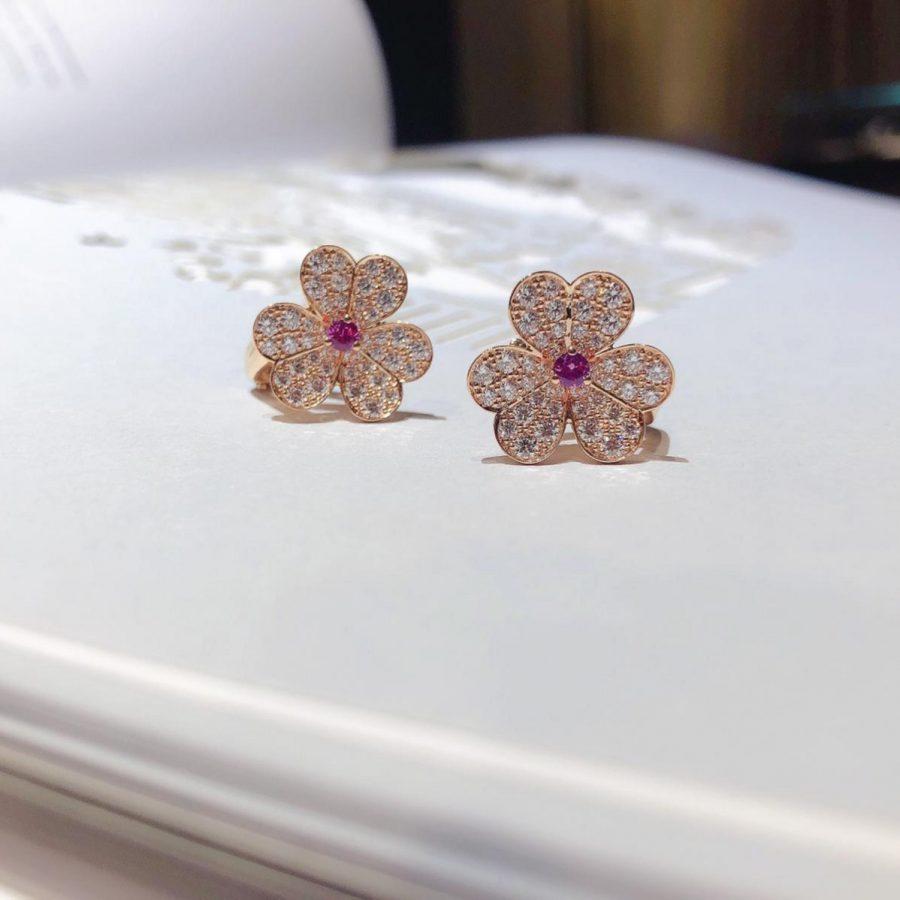 [⭐Reverie Jewels]FRIVOLE PINK GOLD FLOWER DIAMOND EARRINGS