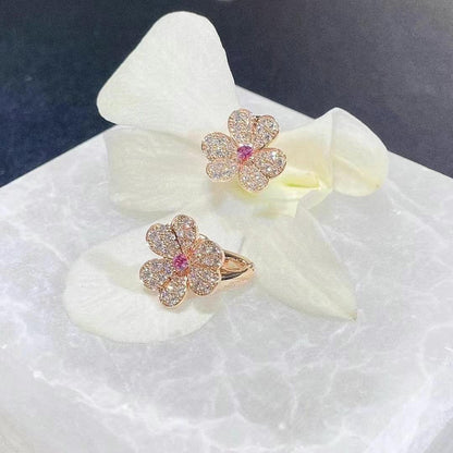 [⭐Reverie Jewels]FRIVOLE PINK GOLD FLOWER DIAMOND EARRINGS