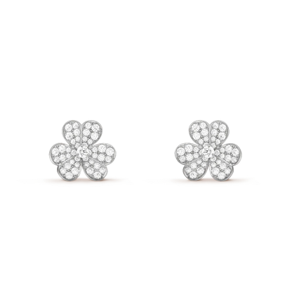 [⭐Reverie Jewels]FRIVOLE SILVER FLOWER DIAMOND EARRINGS