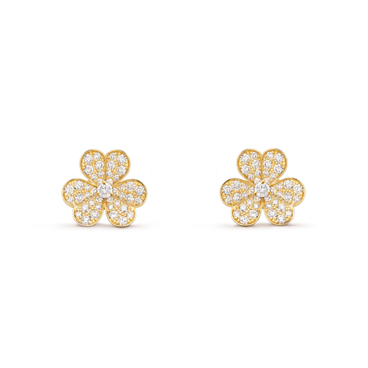 [⭐Reverie Jewels]FRIVOLE GOLD FLOWER DIAMOND EARRINGS