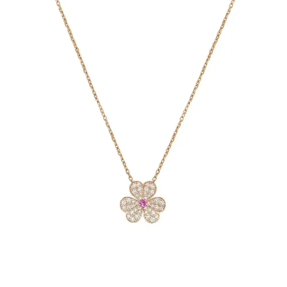 [⭐Reverie Jewels]FRIVOLE ROSE GOLD FLOWER DIAMOND NECKLACE