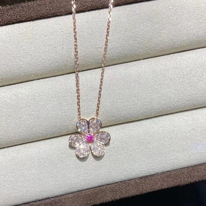 [⭐Reverie Jewels]FRIVOLE ROSE GOLD FLOWER DIAMOND NECKLACE