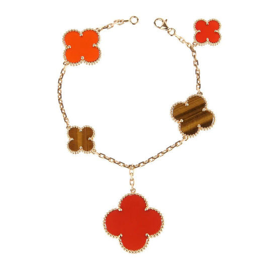[⭐Reverie Jewels]CLOVER BRACELET 5 MOTIFS CARNELIAN TIGER EYE