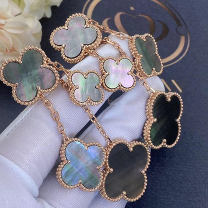 [⭐Reverie Jewels]CLOVER EARRINGS DARK MOP 4 MOTIFS ROSE GOLD