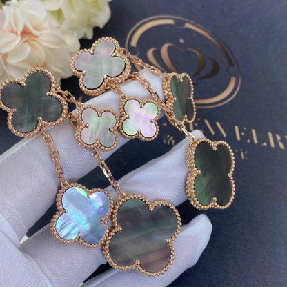 [⭐Reverie Jewels]CLOVER EARRINGS DARK MOP 4 MOTIFS ROSE GOLD