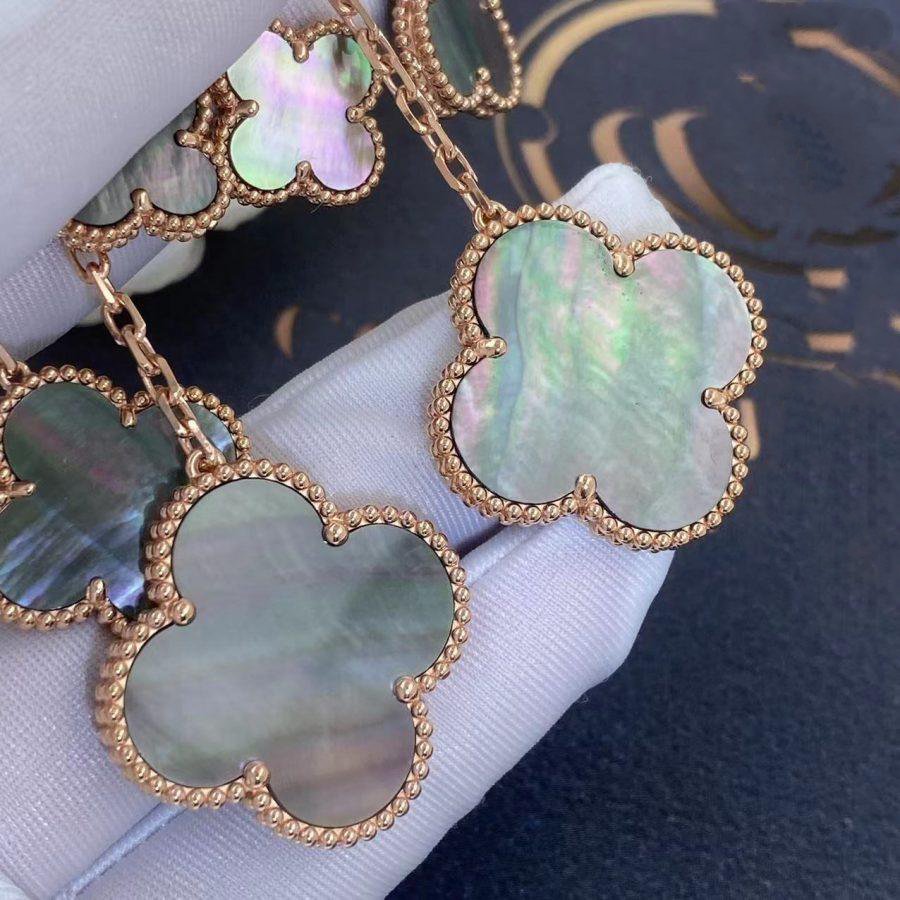 [⭐Reverie Jewels]CLOVER EARRINGS DARK MOP 4 MOTIFS ROSE GOLD