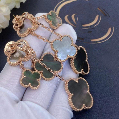 [⭐Reverie Jewels]CLOVER EARRINGS DARK MOP 4 MOTIFS ROSE GOLD