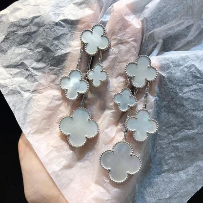 [⭐Reverie Jewels]CLOVER EARRINGS WHITE MOP 4 MOTIFS SILVER