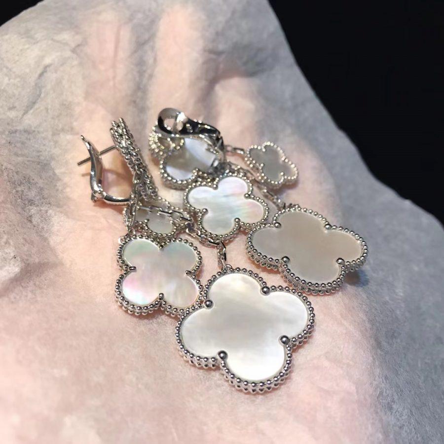[⭐Reverie Jewels]CLOVER EARRINGS WHITE MOP 4 MOTIFS SILVER